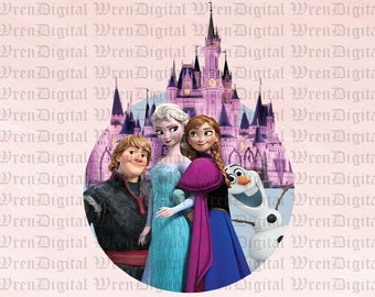 Frozen PNG Elsa Anna castle vacay mode png clipart, cut file layered by color