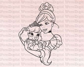 Cinderella Princess PNG, Disney Princess Png, Cinderella PNG, Prearing a Shirt, Cinderella Birthday, Png