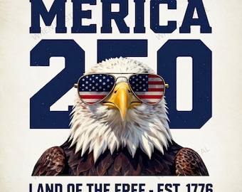 Merica 250th Anniversary Eagle PNG, 4th of July Sublimation Design, Independence Day Vintage Shirt Design, USA Est 1776 Digital Download