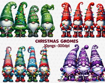 Weihnachtszwerge PNG Clipart: Urlaub Sublimationsdesign (Digitaler Download)