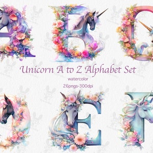 Unciorn Clipart Unicornio Png Alfabeto Png Unicornio Pegatina Letras Decorativas Alfabeto Clipart Sublimación Png Clipart Paquete Animal Alfabeto