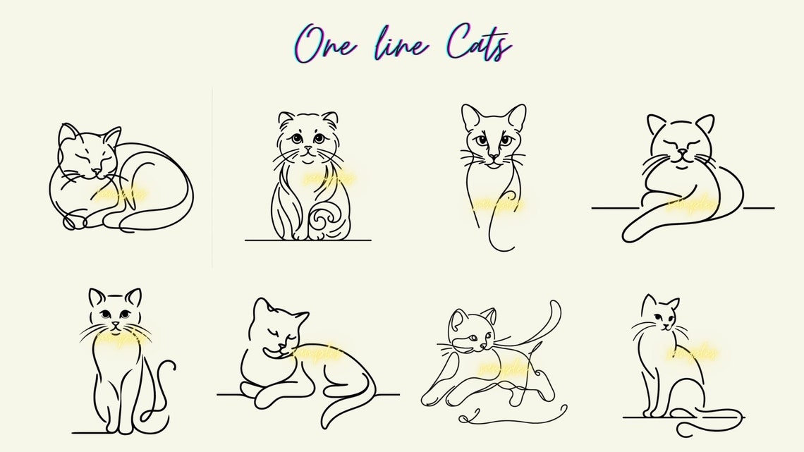 Cats Line Art Vector: Cat Outline SVG, PNG (digital Download) - Etsy