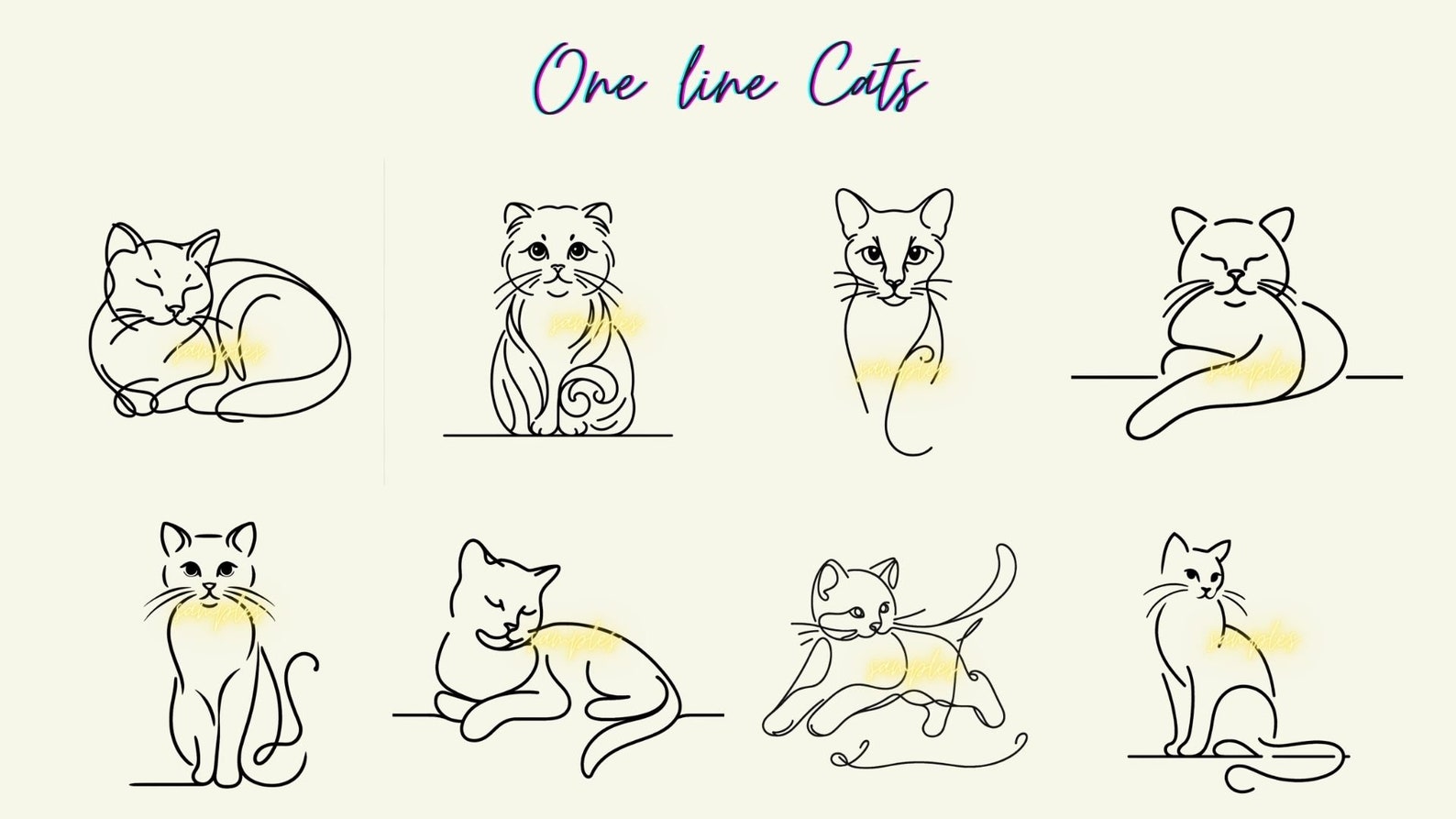 Cats Line Art Vector: Cat Outline SVG, PNG (digital Download) - Etsy