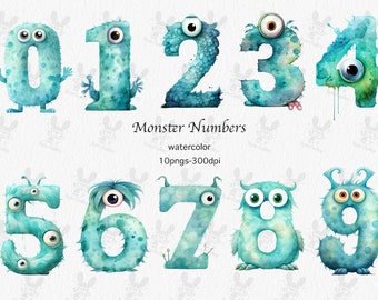 Monster numbers clipart, clipart commercial use, vector graphics, digital clip art, digital images, Nursery decor, numbers PNG, birthday png