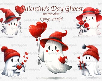 Valentinstag Geister PNG Bundle: 17 Designs (Digitaler Download)