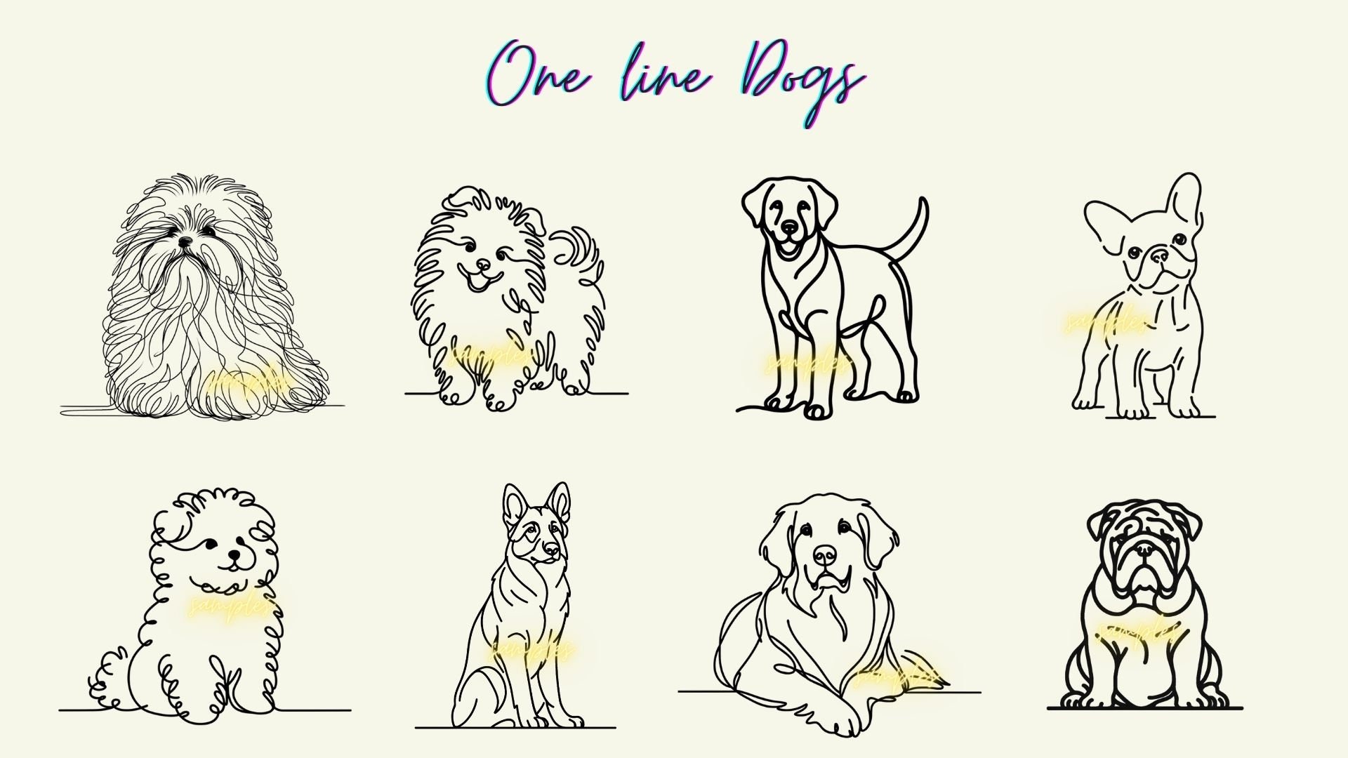 Dogs Line Art Vector Svg, Dog outline, Dog Svg, Puppies Svg, Dogs Silhouette Cricut Svg, Png Decal Sticker, personalized gift for dog lovers