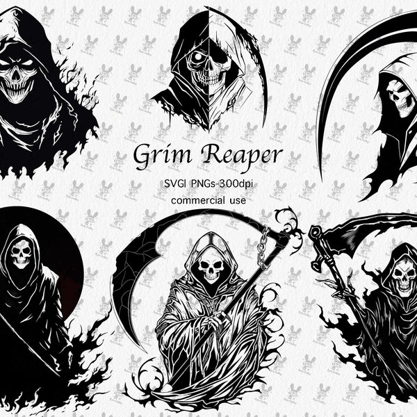 Grim Reaper Svg Bundle| Skeleton Svg Bundle| Death Svg | Horror T-Shirt | Halloween Svg | Grim Reaper Decal | Cricut & Silhouette |Printable