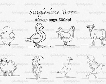 Farm Animals Line Art Vector Svg, Barn Animals outline, Farm animals Svg, Barn Svg, Farm animals Silhouette, Cricut Svg, Png Decal Sticker