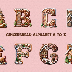 Alphabet pain d’épice, lettres Png, Alphabet Png, Autocollant de Noël, Lettres décoratives, Sublimation Alphabet, Alphabet de Noël, Hiver png