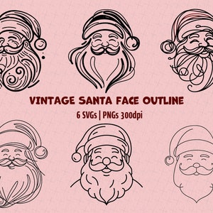 Vintage Santa SVG |Santa Outline| Christmas svg| Santa Head svg| Santa Face SVG| Santa Head PNG| Santa face svg|  Commercial use