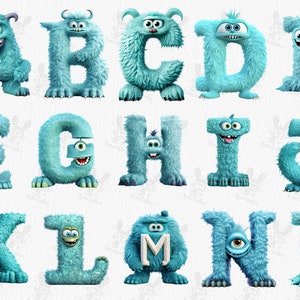 Monster Alphabet, lettres Png, Alphabet Png, Alphabet Sticker, Lettres décoratives, Alphabet Sublimation, lettres clipart, Art mural de pépinière