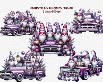 Weihnachtszwerge LKW PNG: Urlaub Sublimationsdesign (Digitaler Download)
