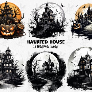 Haunted house Svg Bundle| Haunted house PNG Bundle| Death Svg| Horror T-Shirt| Halloween Svg| Cricut& Silhouette|Printable|Halloween Clipart