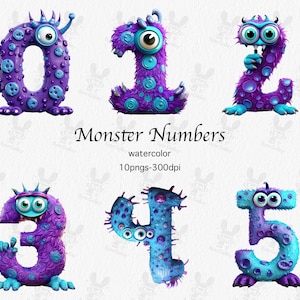 Monster Zahlen Clipart, Clipart kommerzielle Nutzung, Vektorgrafik, digitale ClipArt, digitale Bilder, Kinderzimmer Dekor, Zahlen PNG, Geburtstag png