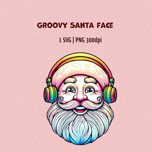 Groovy Santa SVG | Music Santa svg| Christmas svg| Santa Head svg| Santa Face SVG| Santa Head PNG| Trending Christmas svg|  Commercial use