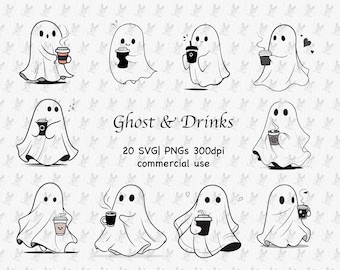 Ghost Drinks SVG Bundle: Halloween Geist Kaffee PNG (Digital Download)
