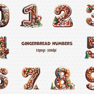 Peperkoek nummers clipart, commercieel gebruik, vectorafbeeldingen, digitale illustraties, digitale afbeeldingen, kinderkamerinrichting, cijfers png, verjaardag png