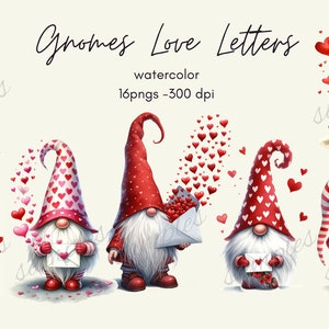 Aquarell Zwerg mit Liebesbrief PNG Clipart. Valentinstag niedlichen Zwerg Clipart, handgezeichnete Zwerge, Zwerge sublimieren Designs download