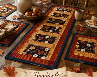 Falling Apples handmade table runner. 15 x 43”. Reversible and lined. Create a festive table. Ready to ship! I have matching placemats!