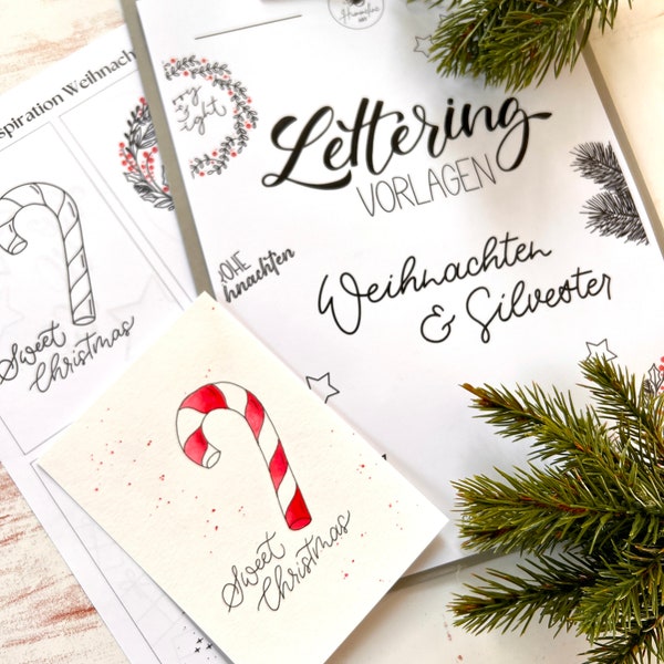Vorlagen für Weihnachten & Silvester– Handlettering Vorlagen | Illustrationen | Kreative Auszeit | Vorweihnachtszeit | Selbstgemachte Karten