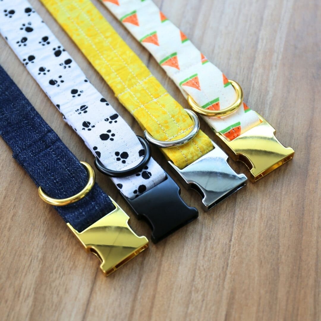 Handcrafted Cute Watermelon, Paw, Yellow, Denim Print Dog Collars - Etsy
