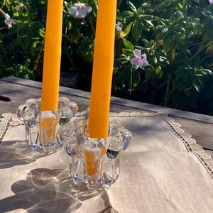 Set of two decorative glass candle holders