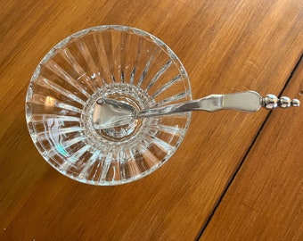Postmodern sugar bowl and sterling silver spoon