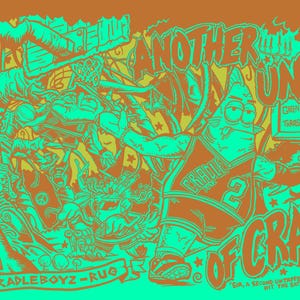 May include: A vibrant orange and teal graphic illustration with the text "ROG THRAS!" and "ANOTHER UNTAP OF CRADLE!" featuring cartoon characters and the text "CRADLEBOYZ-RUG". The artwork has a vintage, comic book style.