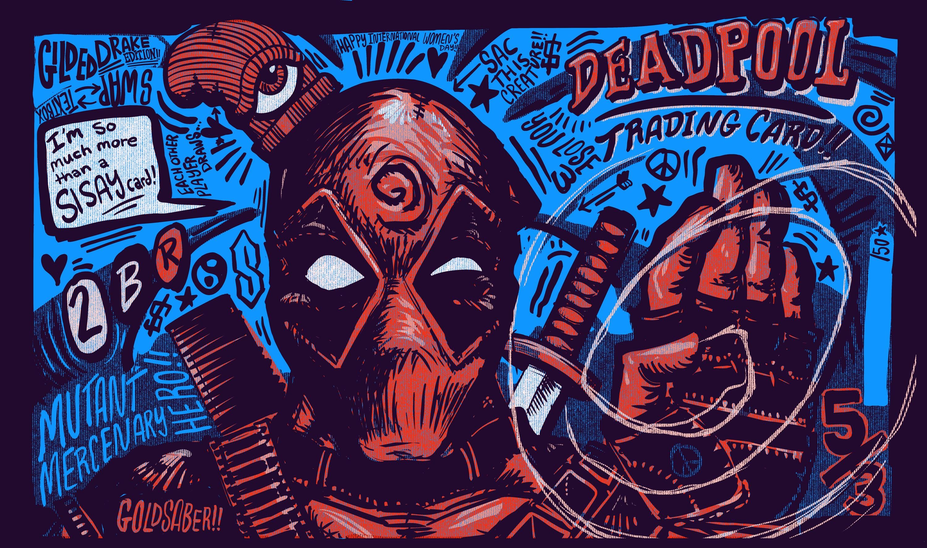 TEXTURED FOIL DEADPOOL Trading Card Necropotence Goldsaber Playmat