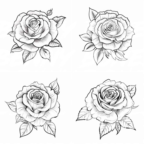 Rose Tattoo Stencil - Etsy