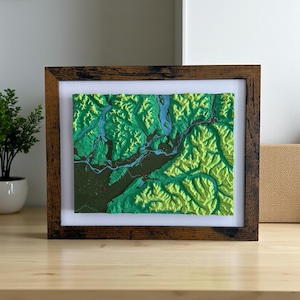 Custom 3D Topographic Map: Personalized Mountain Art, Engagement Gift