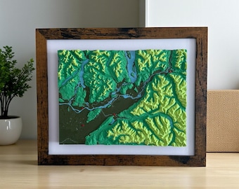 Custom 3D Topographic Map: Personalized Mountain Art, Engagement Gift
