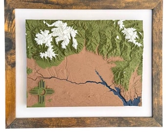 Taos New Mexico Topographic 3D Art: Marble PLA Map