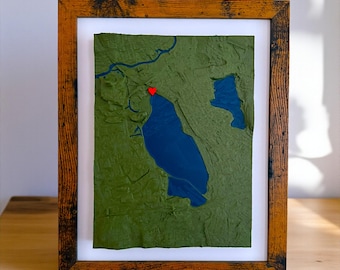 Custom 3D Topographic Map – Engagement Location Gift, Personalized Couple Art, Romantic Anniversary Keepsake, Wedding Map Decor