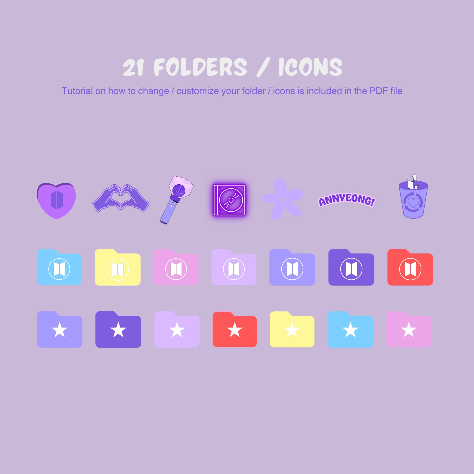 BTS Kpop Theme Desktop Wallpaper Organizer Set With Folder Etsy