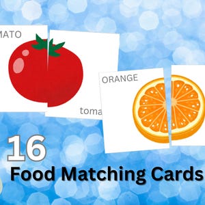 Food Matching Cards, instant download, printable, play to learn, preschool, toddler, kindergarten, teaching resources, activity, educational