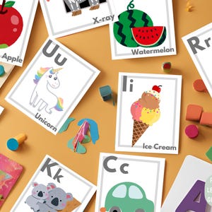 Cartes de l'alphabet pour enfants, téléchargement immédiat, imprimables, jouer pour apprendre, préscolaire, tout-petit, maternelle, ressources pédagogiques, activité, éducative