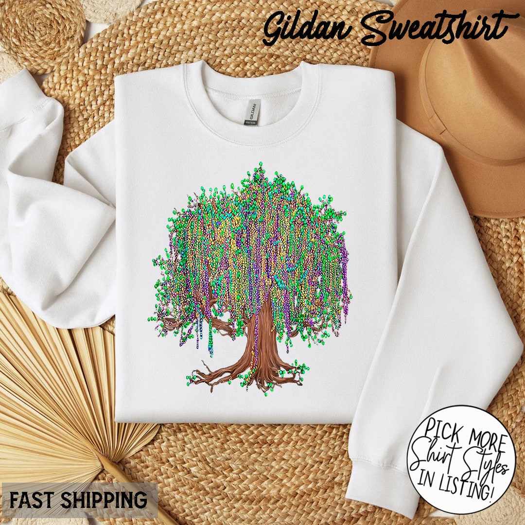 mardi gras bead tree sweatshirt