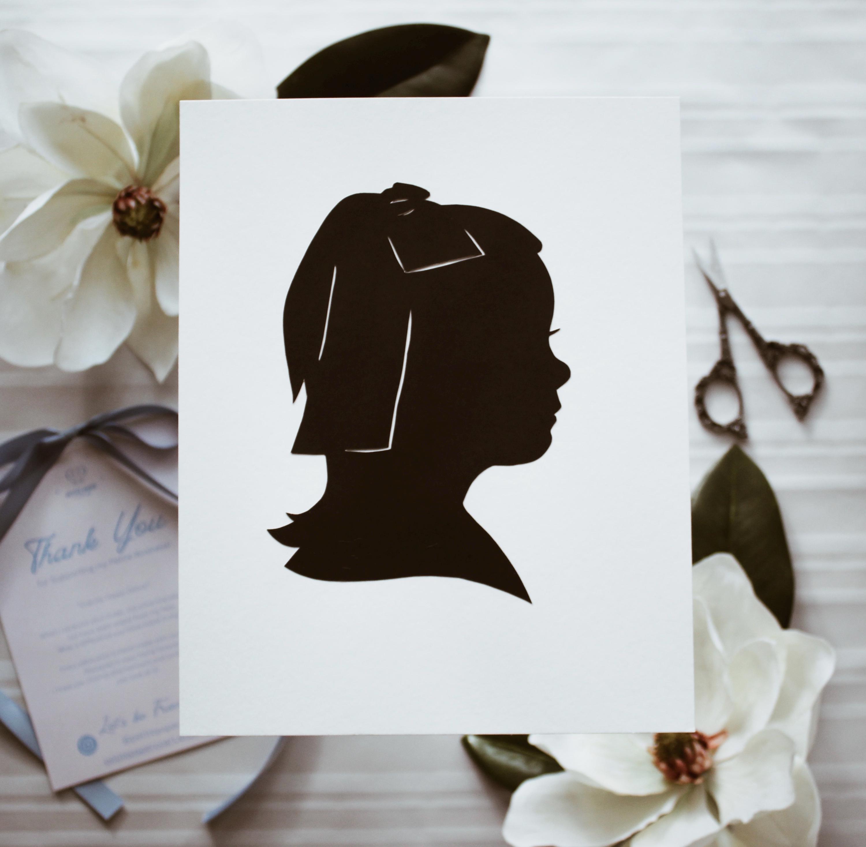 Custom Hand-Cut Silhouette Heirloom Portrait