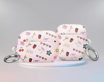 Étui pour Airpods Foodie Clipart avec porte-clés : housse Airpods pour Airpods Pro et Airpods 1,2,3, cadeau d'anniversaire parfait pour petite amie ou soeur