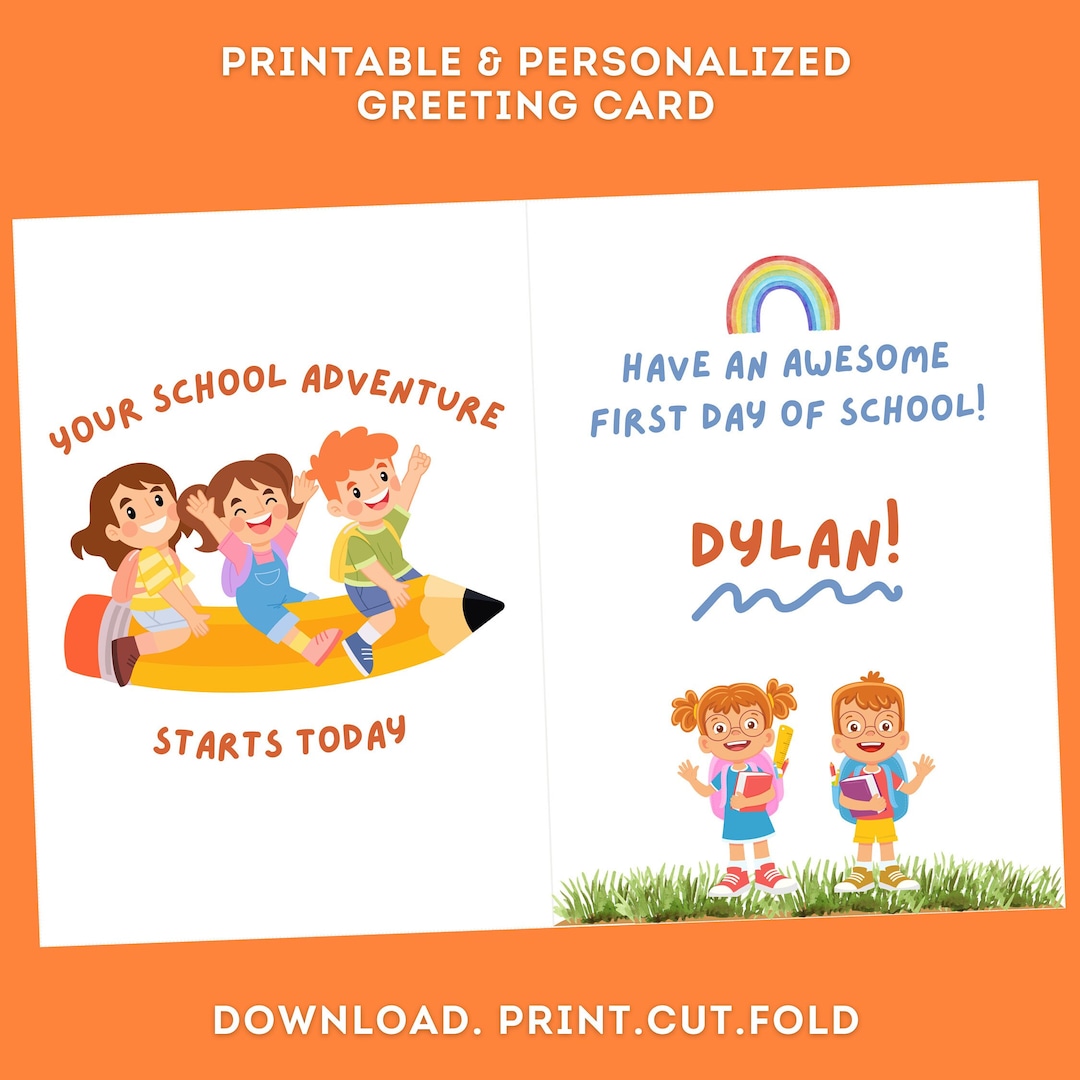 First Day of School Card, Back to School Card, Printable Card ...