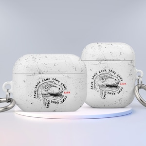 T-Rex &#39;Rawr&#39; Airpod Case with Keychain, Cute Airpods Cover for Airpod Pro & Airpods 1,2,3, Dinosaur Art, Boyfriend, or Brother Birthday Gift