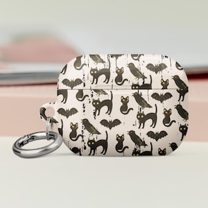 Spooky Gothic Animal Print Airpod Hülle mit Schlüsselanhänger, Airpods Cover für Airpod Pro & Airpods 1,2,3, Freundin oder Freund Geburtstagsgeschenk