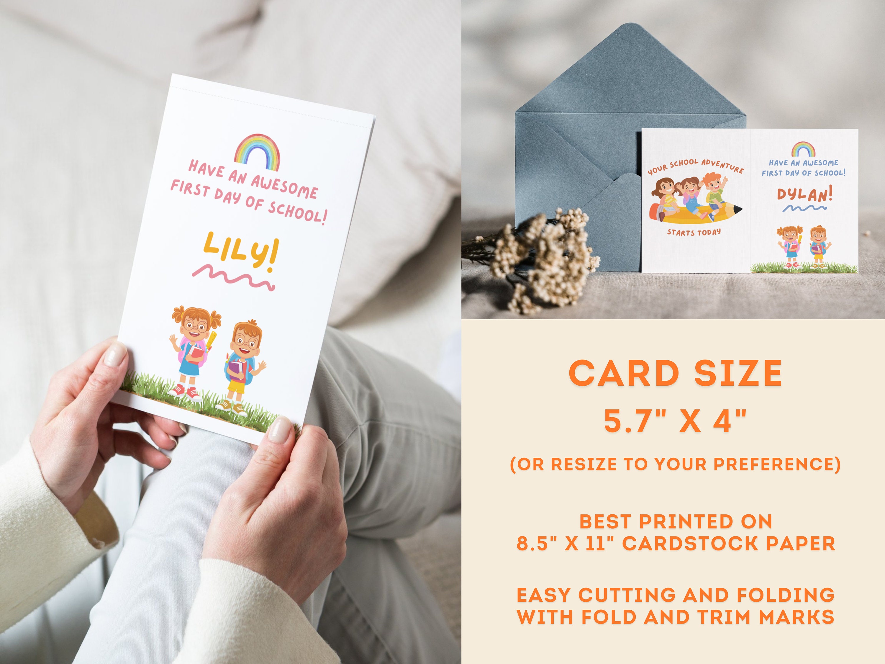 First Day of School Card, Back to School Card, Printable Card ...