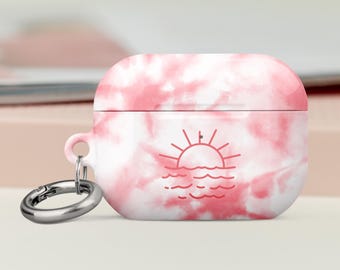 Tie Dye Airpods Case with Keychain: Sun & Wave Airpods 1,2,3 and Pro Cover, Perfect Birth Gift