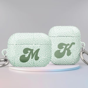 Mintgroen monogram gepersonaliseerde Airpods-hoes, aangepaste brief Airpod-hoesje voor Airpod Pro en Airpods 1,2,3, verjaardagscadeau-idee voor hem of haar