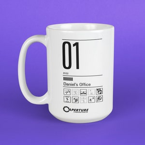 Personalized Test Chamber Mug, Testing Chamber Mug, Aperture Science, GLaDOS Chell, Aperture Laboratories,Companion Cube, Test Chamber Icons