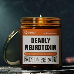 Deadly Neurotoxin Candle, Aperture Laboratories Scented Candle, Funny Gamer Gift, Sci-Fi Decor, Aperture Science Candle, Retro Video Game