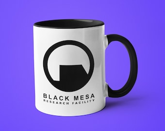 Black Mesa Mug, Black Mesa Research Facility Logo Cup, 11oz or 15oz, Aperture Laboratories, Gamer Mug, Video Gaming Cup, BMRF