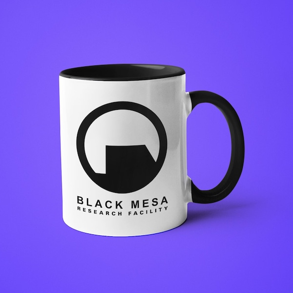 Black Mesa Mug, Black Mesa Research Facility Logo Cup, 11oz or 15oz, Aperture Laboratories, Gamer Mug, Video Gaming Cup, BMRF